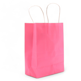 12x Sac Cadeau en Papier avec Poignée en Corde Large ( (26x32x12cm) - Rose (130g)