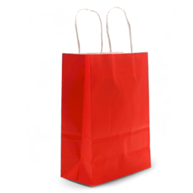 12x Sac Cadeau en Papier avec Poignée en Corde Large ( (26x32x12cm) - Rouge (130g)