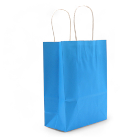 12x Sac Cadeau en Papier avec Poignée en Corde Large (26x32x12cm) - Bleu (130g)