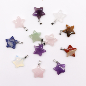 12x Pendentifs Étoiles Pierres Précieuses (12 assortis) 20x6mm