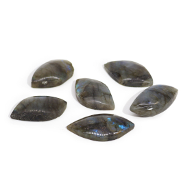 6x Pierres Feuilles de Labradorite de Madagascar (environ 15-20 g, 45-55 mm)