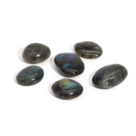 6x Pierres Palmier Labradorite de Madagascar (environ 25-30 g 55-60 mm)