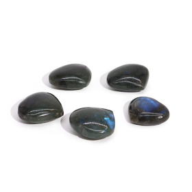 6x Pierres Cœur de Labradorite de Madagascar (environ 25 g 40 mm)