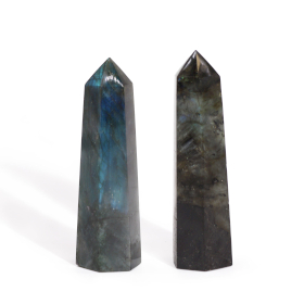 3x Points de Labradorite de Madagascar (environ 50-65 g 100 x 28 mm)