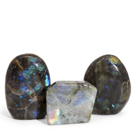 3x Pierres Tombales en Labradorite de Madagascar (environ 80-100 g, 50-70 mm)