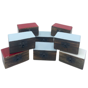 10x Boîtes en Bois 9x5x4cm - Couleurs Céramiques Solides - Assortiment