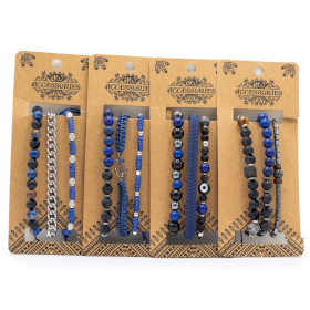 4x Ensembles de Bracelets Premium pour Hommes - Med Set Bleu (asst)