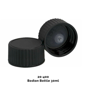 50x Bouchon pour Bouteille Boston Ambrée (pour 30ml & 60ml) - Plastique Noir 20-400mm