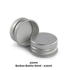 50x Bouchon pour Bouteille Boston Ambrée (120ml) - Aluminium Argenté 22mm