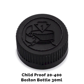 50x Bouchon pour Bouteille Boston Ambrée Sécurité Enfant 20mm (pour 30ml - 60ml) - Plastique Noir