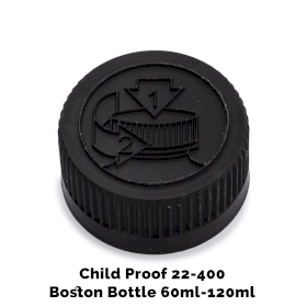 50x Bouchon pour Bouteille Boston Ambrée Sécurité Enfant 22mm (pour 120ml) - Plastique Noir