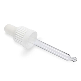 50x Bouchon Blanc Pipette en Verre T/E pour Flacon Compte-gouttes 100ml 18mm