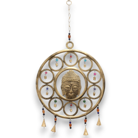 4x Carillons Indiens - Grand visage de Bouddha 15 Carillons - 36 cm