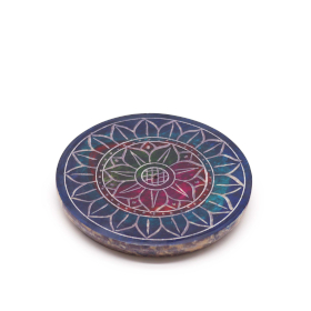 4x Porte-Encens Disque en Stéatite 8 cm - Lotus en Lotus