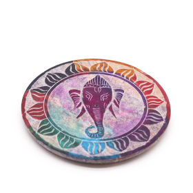 4x Porte-Encens Disque en Stéatite 10 cm - Ganesha