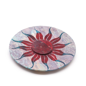 4x Porte-Encens Disque en Stéatite 10 cm - Fleur de Soleil (porte-5 bâtons)