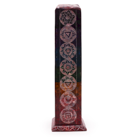 Porte-Encens Tour Carrée en Stéatite 25 cm - 7 Chakras