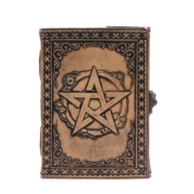 Pentacle - Carnet Esotérique - Gris Antique - 200 Pages Bordure Brodée - 17,5x12,5x3cm