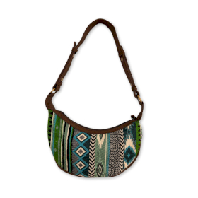 Sac Hobo Jacquard - Verts Audacieux (sangle marron)