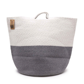 Grand Panier à Linge/Rangement en Corde de Coton 45x40cm - Gris