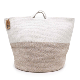 Grand Panier à Linge/Rangement en Corde de Coton 45x40cm - Beige