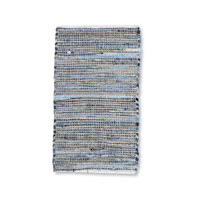 Petit Tapis en Jute et Coton Recyclé - 50x90cm - Bleu