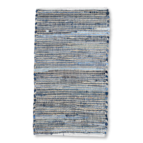 Tapis Moyen en Jute et Coton Recyclé - 90x150cm - Bleu