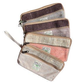 4x Pochette Zippée en Chanvre pour Téléphone/Tabac/Autres (assortie)