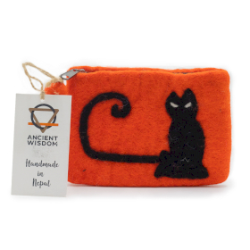 3x Pochette Zippée en Feutre Naturel (assortiment) - Visage de Chat