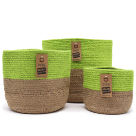 Lot de 3 Paniers de Rangement en Corde de Coton - Pistache