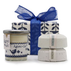 Coffret Cadeau  - Violet de Parme (Bougie) + Sel de Mer et Mousse & Bleu Dolly (Effervescent)