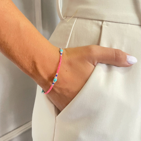 Bracelet de Pierres Précieuses Extra-Fines du Népal - Perles de Corail Rose et Turquoise