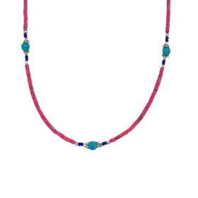 Collier de Pierres Précieuses Extra-Fines du Népal - Perles de Corail Rose et Turquoise