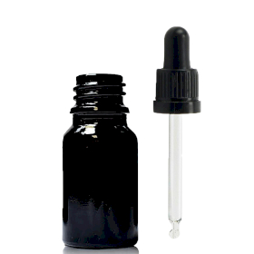 255x Bouteille Compte-gouttes en Verre Noir 5ml avec Pipette Inviolable Noire