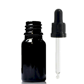 192x Bouteille Compte-gouttes en Verre Noir 10ml avec Pipette Inviolable Noire