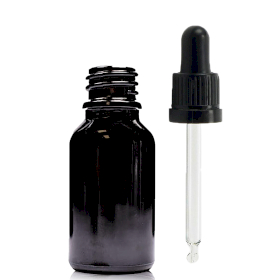 156x Bouteille Compte-gouttes en Verre Noir 15ml avec Pipette Inviolable Noire