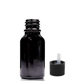 156x Bouteille Compte-gouttes en Verre Noir 15ml avec Bouchon Compte-gouttes de Sécurité Enfant