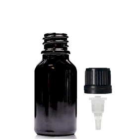 156x Bouteille Compte-gouttes en Verre Noir 15ml avec Bouchon Compte-gouttes