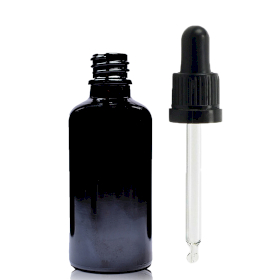 110x Bouteille Compte-gouttes en Verre Noir 30ml avec Pipette Inviolable Noire