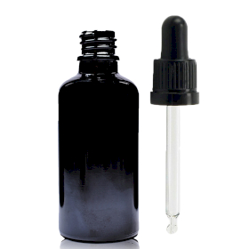 88x Bouteille Compte-gouttes en Verre Noir 50ml avec Pipette Inviolable Noire