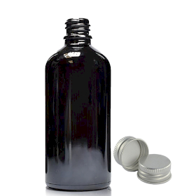 70x Bouteille Compte-gouttes en Verre Noir 100ml avec Bouchon en Aluminium