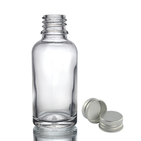 110x Bouteille Compte-gouttes en Verre Transparent de 30ml avec Bouchon en Aluminium