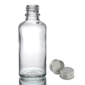 88x Bouteille Compte-gouttes en Verre Transparent de 50ml avec Bouchon en Aluminium