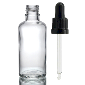 88x Bouteille Compte-gouttes en Verre Transparent de 50ml avec Pipette Inviolable Transparente