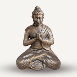 Statue de Bouddha Med  en Prière Doré Antique – 1,2 m de haut