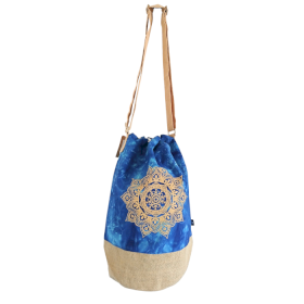 Sac à Dos Naturel - Toile Délavée Bleue - Mandala