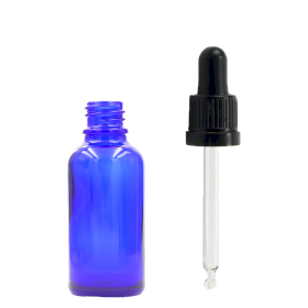 255x Bouteille Compte-gouttes en Verre Bleu de 5ml avec Pipette T/E Noire