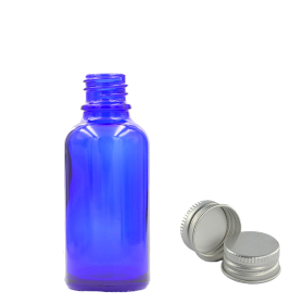 156x Bouteille Compte-gouttes en Verre Bleu de 15ml avec Bouchon en Aluminium