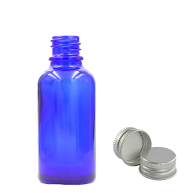 110x Bouteille Compte-gouttes en Verre Bleu de 30ml avec Bouchon en Aluminium