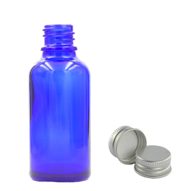 88x Bouteille Compte-gouttes en Verre Bleu de 50ml avec Bouchon en Aluminium